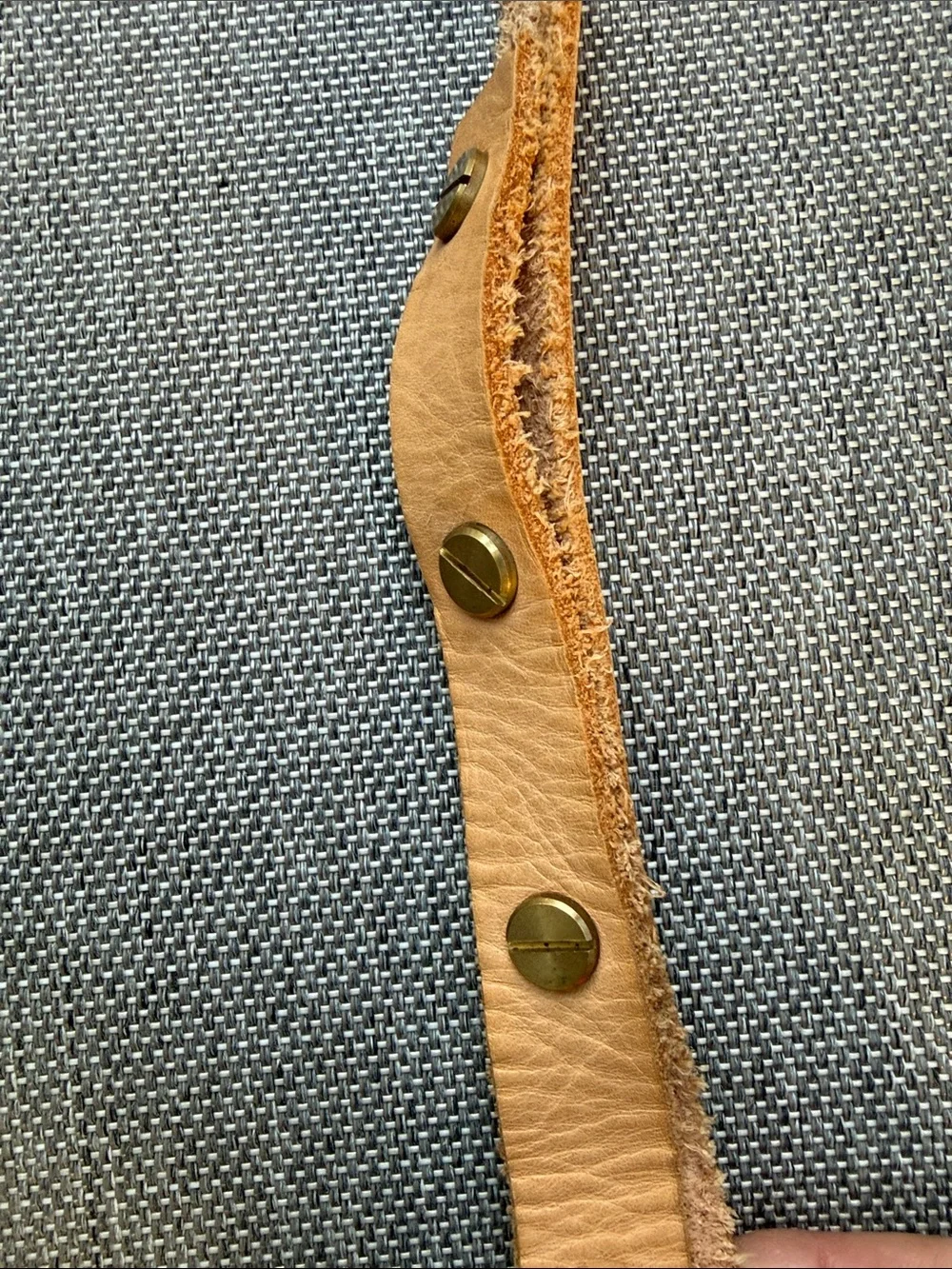 Handmade Leather Crossbody Bag - Natural with Brass